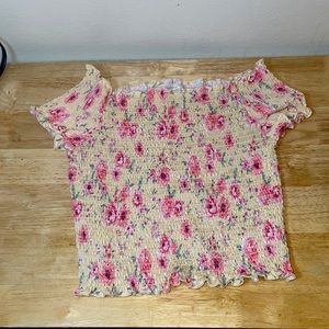 Yellow & pink  flower crop top 🌸💛🌺